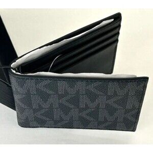 Michael Kors  Men Slim Bifold Black Leather Wallet